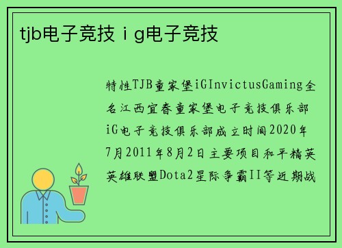 tjb电子竞技ⅰg电子竞技