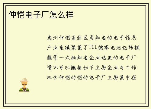仲恺电子厂怎么样